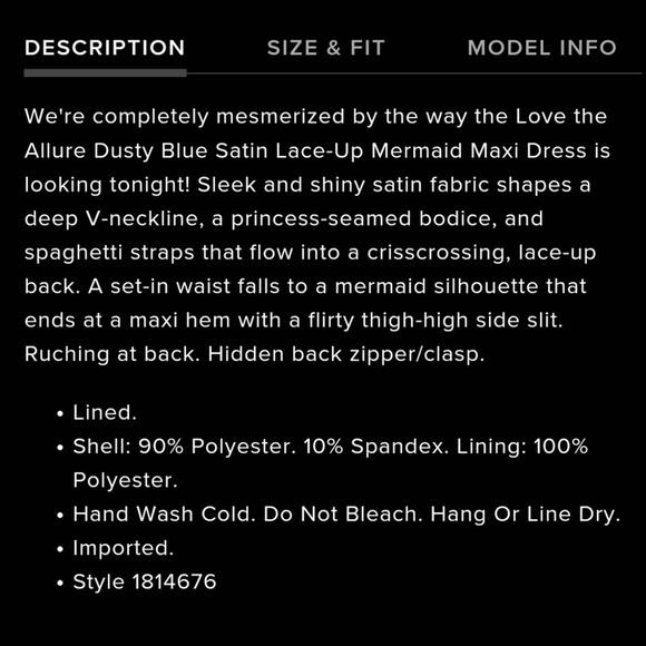 Lulu's Love the Allure Stretch Satin Mermaid Gown Size L - Picture 9 of 11